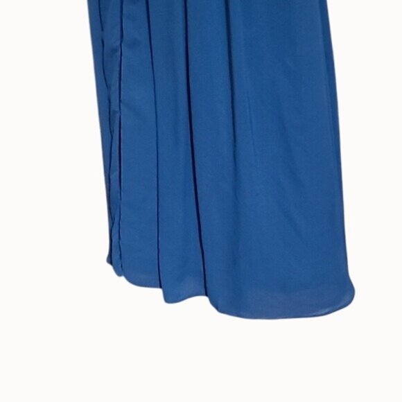 Loyeloy Blue Sleeveless V-Neck Pleated Maxi Dress For Women Size Med Minimalist - Picture 4 of 6